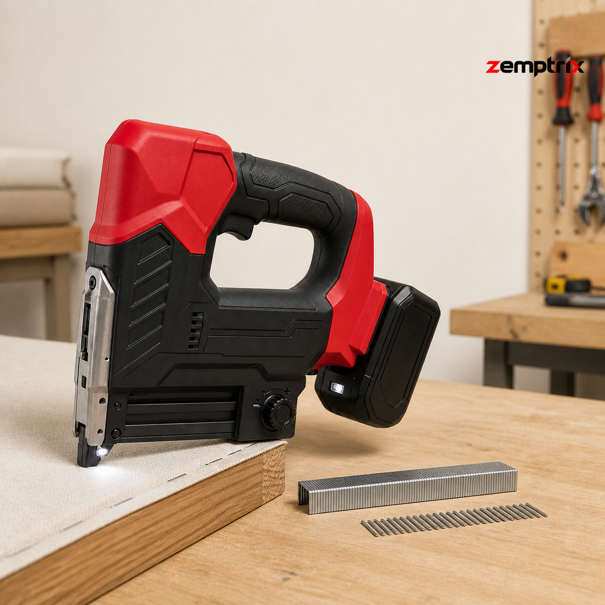 ZEMPTRIX Cordless Staple & Brad Nail Gun – Electric Fastening Tool Kit