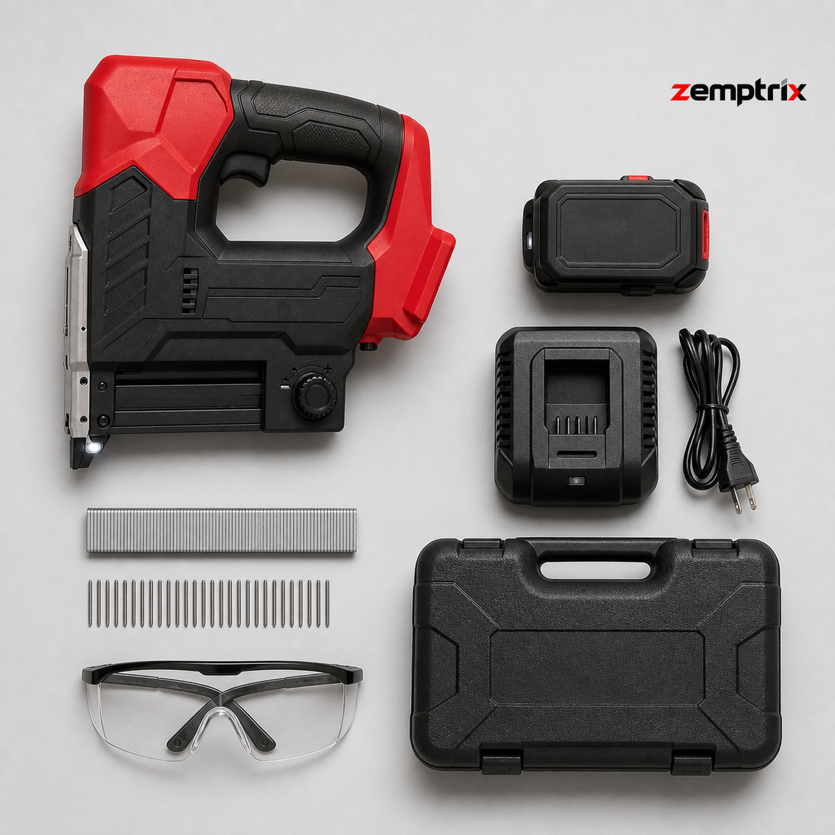 ZEMPTRIX Cordless Staple & Brad Nail Gun – Electric Fastening Tool Kit