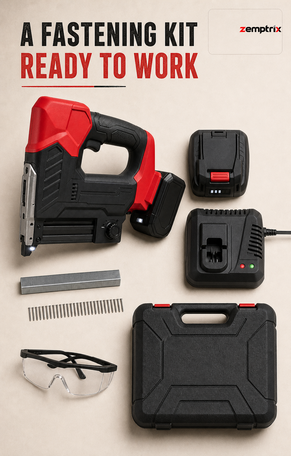 A kit ready for common fastening jobs