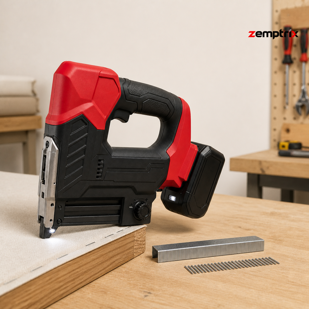 ZEMPTRIX Cordless Staple & Brad Nail Gun – Electric Fastening Tool Kit